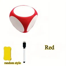 지울 수 있고 재사 가능한 EVA 화이트보드 주사위 세트(지우개와 펜 포함) 영어 능력 개발에 적합 재미있는, 01 Red