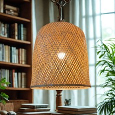 手工編織竹燈, 棕色, 1個