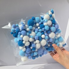 고탄력 폼폼이 55g 색상혼합, 1세트, 블루톤