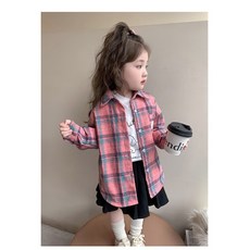 賣場優選童裝 女童襯衫 女童春裝格子襯衫2025新款兒童純棉襯衣薄外套洋氣寶寶春秋季上衣