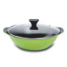 키친아트 파티웍 28 사이즈 전골 냄비 / 가스용, 그린, 1개