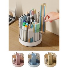 EasyHomey 회전 연필꽂이 볼펜꽂이 아크릴 펜꽂이 360도 회전 다용도 정리함, 2개, 화이트