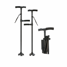 好的家居 LED長者拐杖 伸縮登山杖, 1個, 黑色, 黑色