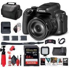 휴대용 카메라 빈티지 캐논 파워샷 SX70 HS 디지털 (3071C001) + 64GB 메모리 카드 코렐 포토 소프트웨어 LPE12 배터리 2개 외장 충전기 리더기 LED 조명, Canon 캐논 파워샷 SX70 HS 디지털 카메라 3