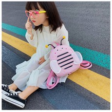 DFMEI 兒童防走丟親子陪伴季新款小蜜蜂幼兒雙肩包兒童牽引繩小揹包, 粉色:如圖, 1個