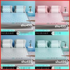 賣場新品新款冰絲涼席涼墊可折疊席子單人雙人加大特大贈同款枕套床包涼席三件組加大床包冰絲野餐墊冰涼墊涼感坐墊, 星河綠-床席款,90*200cm（配一個枕套）