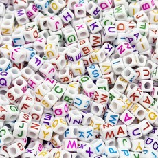 영어 사각 비즈 100개입 큐브 알파벳 하트 이니셜 목걸이 팔찌 만들기 키링 재료 공예, 1.알파벳(화이트컬러)