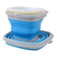 자동차 세차용 손잡이물통 실리콘바구니 접이식버켓, 10L - 원형