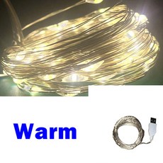 3/10/20M USB LED 문자열 조명 구리 실버 와이어 갈 랜드 빛 방수 요정 크리스마스 웨딩 파티 장식, 10m-By USB, 29)따뜻한 흰색