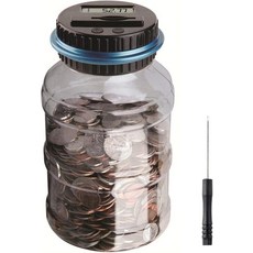 대형 돼지 저금통 디지털 카운팅 머니 병 LCD 카운터가 있는 8L 용량 동전 카운터 기계 소년을 위한 절약용 잔 교환기 모든 동전을 위해 설계됨 파란색, Blue