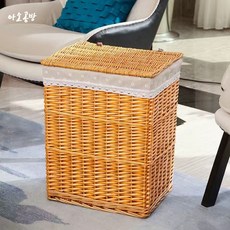 아소공방 다용도 라탄 빨래바구니 안감직물포함, 샌디 브라운