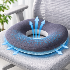 더프레즌트 이중탄성 통기성 체중분산 도넛 방석, 1개, 그레이