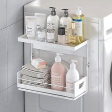 홈비 높이조절로 딱맞게 견고한 자석 슬라이딩 세탁기 냉장고 틈새 선반, 화이트, 1개