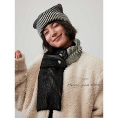 Lagur 精靈貓耳 美利奴羊毛 女款 冬季 針織 圍巾 加厚【單件】