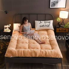 urkoteer 자가발열 토퍼 패드 매트 두꺼운 겨울 침대 이불 매트리스 양면 극세사 캐시미어 푹신한urkoteer, 낙타