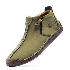 FlyLand FLYLAND 남성용 캐주얼 가죽 핸드메이드 패션 스니커즈 앵클 추카 부츠 경량 미드탑 드레스 슈즈 워킹 드라이빙 슈즈 블루. 9.5