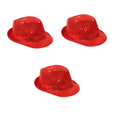 파티 반짝이 신사 모자, 레드, 3개