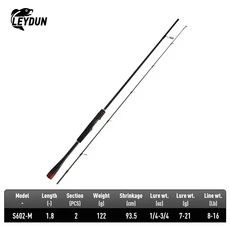 LEYDUN SANJI 1.68m 1.8m 1.98m M 초경량 낚싯대 스피닝 로드 패스트 액션 FUJI 가이드 카본 캐스팅 폴 피, 06 S602-M