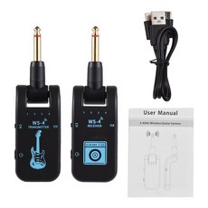 JAMJUM WS-4 2.4G 무선 기타 송신기 수신기 기타 시스템 48K/16비트 실시간 전송 282도 회전 가능한 기타용 플러그, 1개