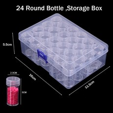 臺灣熱賣 60/24/30 瓶 5D 鑽石繪畫工具收納盒鑽石繪畫配件工具珠子馬賽克收納容器盒, 1個, 24 Bottle-2.3x5cm