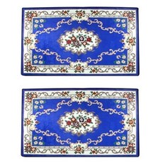 SPARROW HOUSE 東方風浴室廚房防滑可水洗室內設計地墊 2件組, 深藍色01