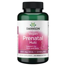 Swanson 斯旺森 孕前綜合 DHA + 膽鹼 200mg 純素軟膠囊, 1個, 90錠