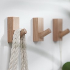 하우스팡 원목 싱글 후크 벽걸이 행거 우드 옷걸이 세트, 너도밤나무, 4개, 옵션