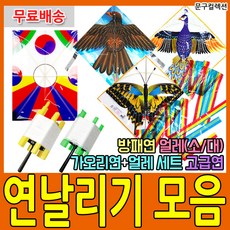 문구컬렉션 연날리기 가오리연 방패연 나비연 독수리연 얼레 세트 명절 민속놀이 set, 1-1. 일반(독수리)연+얼레(소)