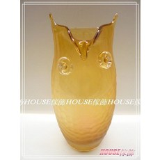 *︵House傢飾︵*貓頭鷹造型玻璃花瓶/花器(黃-大)【限量款/新發售】
