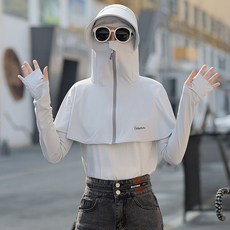 防曬遮陽騎車防紫外線面罩護頸全臉一體全面防護帽女透氣, 1個, 如圖