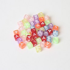 브롤리 알파벳 사각형 투명 비드 단일 문자 DIY 보석 액세서리 우정 팔찌 목걸이 재료, 6x6mm 사각 편지 구슬 50pcs / pack 구멍, 알파벳 A