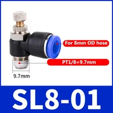 Air SL 1/8 1/4 3/8 1/2 속도 제어 공압 피팅 스로틀 밸브 컨트롤러 4 6 8 10mm 호스 튜브 빠른 연결 조절, 01 1pcs
