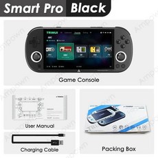 Trimui Smart Pro 휴대용 게임 콘솔 4.96''IPS 스크린 Linux 시스템 조이스틱 RGB 조명 Smartpro 레트로 비디오 플레이어 선물 213903, Black, 64G(8K Games)