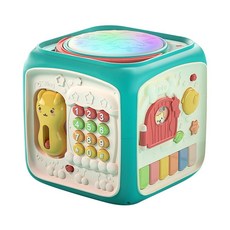 六面體音樂手拍鼓 音樂燈光拍拍鼓 六面遊戲盒, 1個, 灰草綠,F