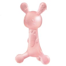 兔子造型固齒器，柔軟矽膠材質，舒緩長牙不適，多種紋理設計，促進感官發展, 粉色, 1套, 固齒器
