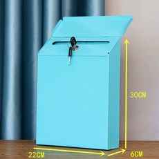 스탠드 우체통 우편함 포스트박스 방수 철제 카페 유럽풍, 스카이블루 블루 빈 잠금장치