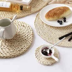 라탄 컵 받침 짚받침대 커피잔받침 원형코스터 라탄티코스터 라탄받침, 1개, 단일상품1