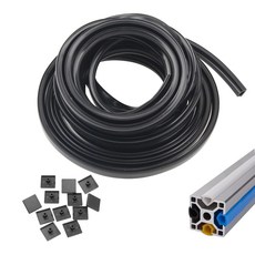 Rina 315in/8M 시리즈 알루미늄 압출 프로파일 슬롯 커버 플랫 씰 6mm 슬롯 씰 스트립 레일 먼지 보호 블랙 용 12Pcs 엔드