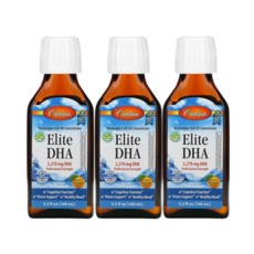CarlsonLabsElite 엘리트 DHA 2270mg 내츄럴 오렌지 Omega3 3.3 fl oz, 100ml, 3개