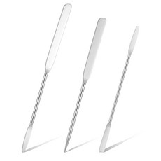 Molain 3팩 스테인리스 스틸 더블 엔드 마이크로 주걱 화장품 주방 및 실험실 사용을 위한 정사각형 및 원형 끝이 있는 미니 실험실 주걱 3가지 유형