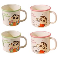 StarR 크레용 신짱 프레시 시리즈 머그컵 380ml 2개입, 2세트, 그린 + 핑크