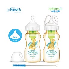 닥터브라운 옵션스 플러스 PPSU 젖병 2개 + 크리닝브러쉬, 1세트, 270ml, 혼합색상