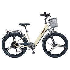 免掛牌電動輔助自行車：400W電機，變速設計，輕鬆代步, 26寸【輻條輪】米黃,48V-5AH-續航約15公里, 1個, 26吋