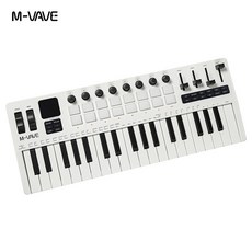 M-VAVE SMK-37 pro 37키 USB MIDI 컨트롤러 16개의 RGB 패드와 8개의 노브 Windows Mac IOS Android 소프트웨어 작동, 03 white