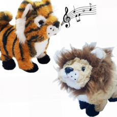 아기 호랑이 장난감 소프트 동물 유아 아기 사자 장난감 인형 움직이는 어린이 멜로디 소리 전자 나는 걷는, 사자인형