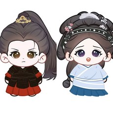 原創電視劇折腰CP屬性魏劭小喬10cm印花體棉花娃娃小掛件, 1個, 無娃娃 專用腮紅一盒