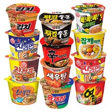 OTTOGI 不倒翁 杯麵組 12款 辛拉麵+金拉麵 原味+辛辣拉麵+芝麻拉麵+金拉麵 辣味+點心麵+義大利麵拉麵+炒碼麵+牛肉麵+拉麵 泡菜味+烏龍麵+ 蝦湯麵, 1組