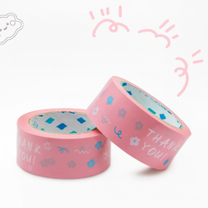 귀여운 핑크 선물 포장 박스 테이프 택배 배송, 땡큐 플라워