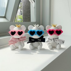 (1+1) 선글 베어 차량/실내용 석고방향제 답례품, 블루, 핫핑크, 블랙체리