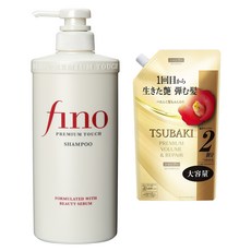 피노 프리미엄터치 샴푸 포뮬레이티드 뷰티 세럼 포함 550ml + 츠바키 프리미엄 볼륨 & 리페어 리필용 600ml, 1세트
